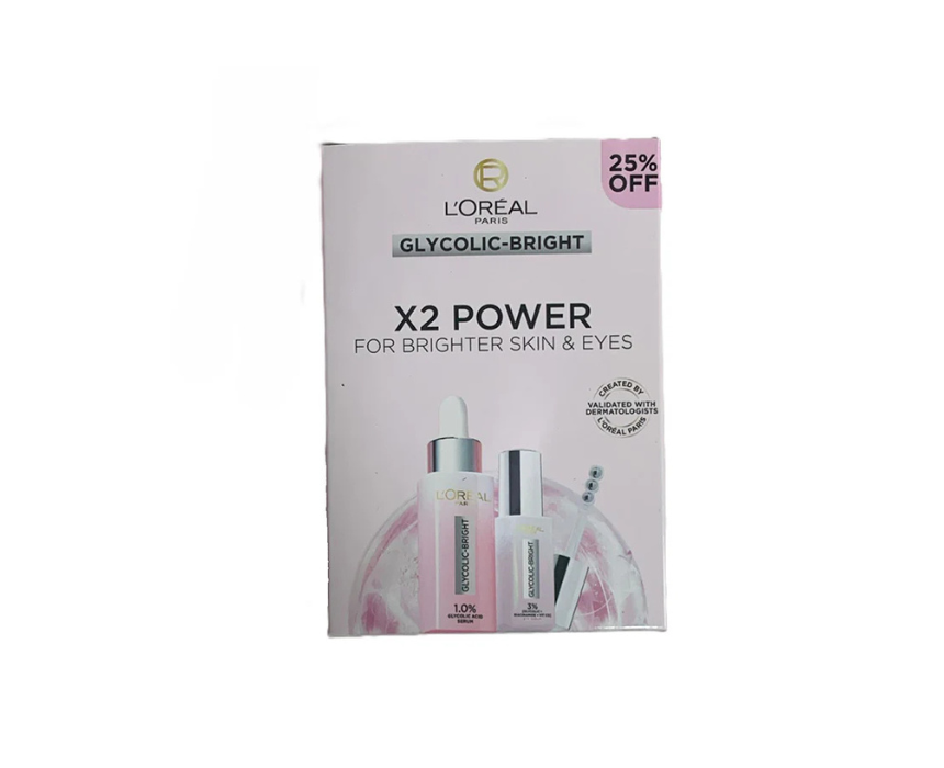 Untitled design (19) L'Oreal Coffret Glycolic Bright Skin & Eye Serums - Image 1
