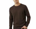 Damat Round Neck Knitwear Dark Brown Long Sleeve Pullover - Image 