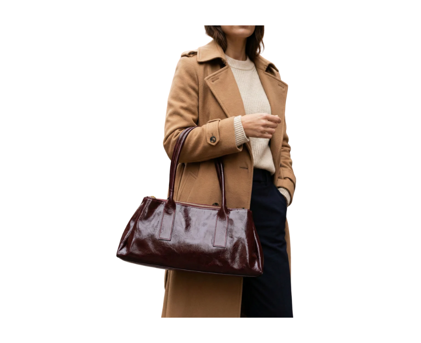 Untitled design (6) Bordo Large Handle Bag With Long Strap - Image 1