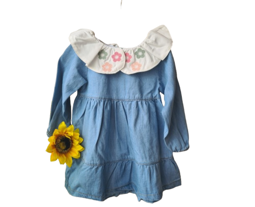 Untitled design (6) Flowers Denim Dress - Image 1