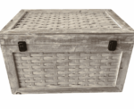 Vintage Indian Rattan-Style Chest – Rustic & Hand-Painted - Image 