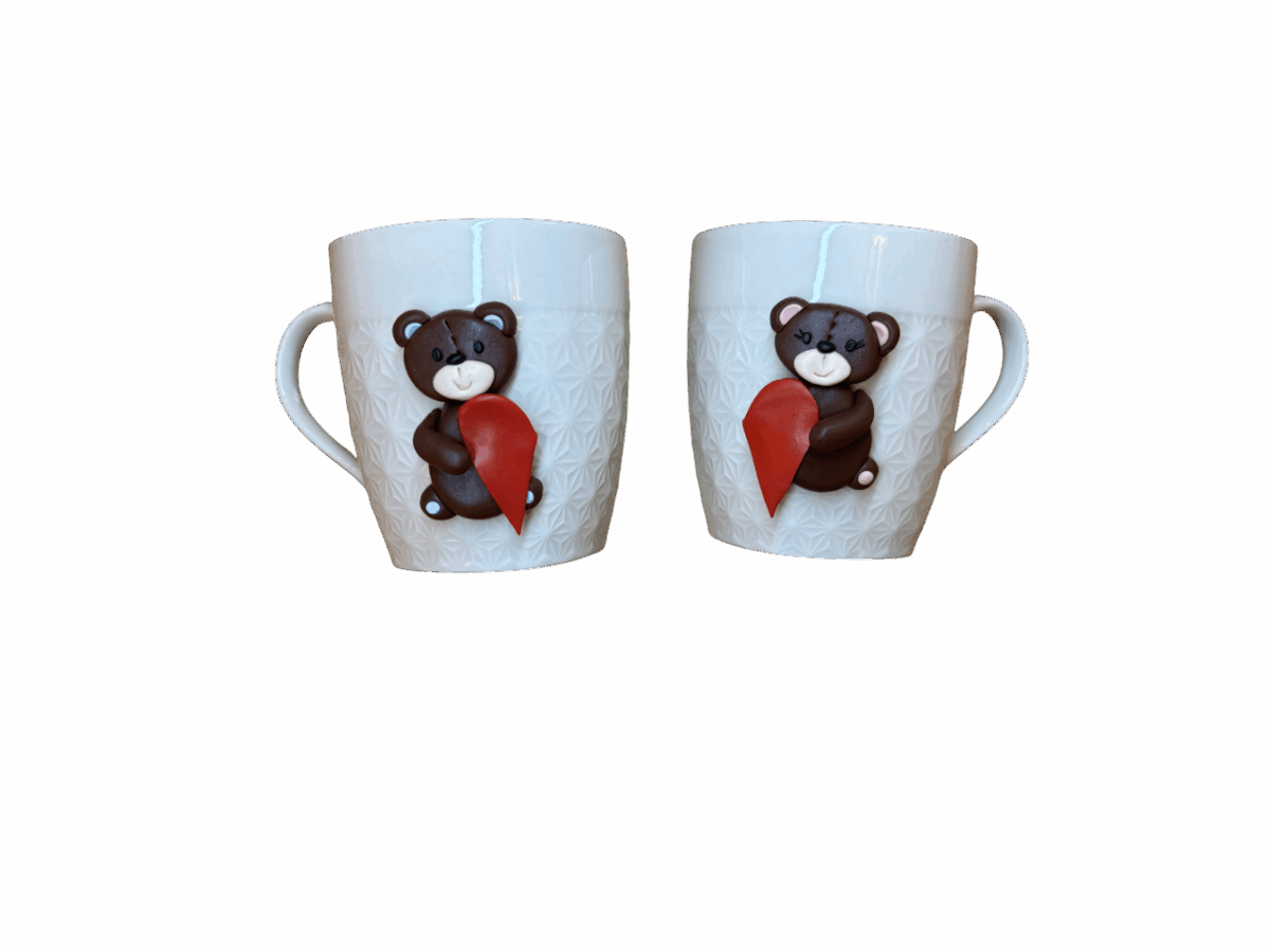Polymer Clay Bears Love Mug - Image 1