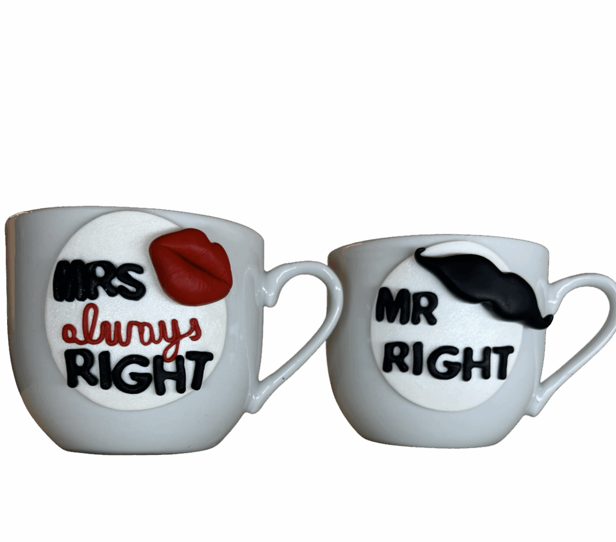 Polymer Clay Mr & Mrs Mug Set - Image 1