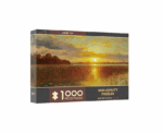 Peder Mønsted - Sunset over a Danish Fiord , 1901 artwork Panoramic Jigsaw Puzzle 1000pcs 98*34 - Image 