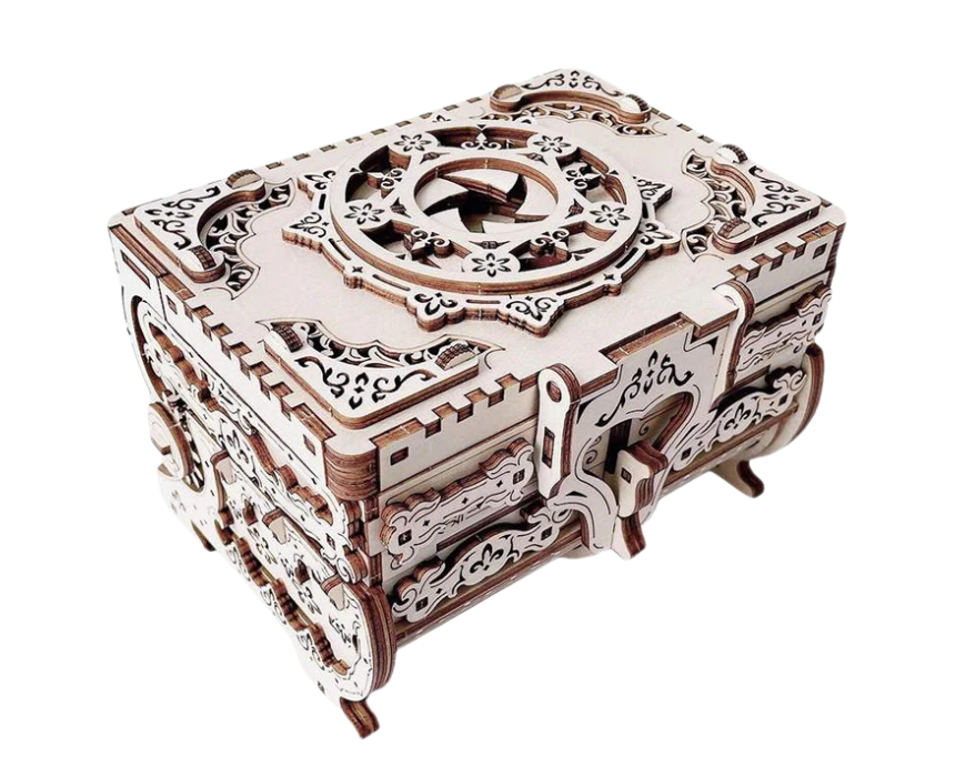 1 Antique Box 3D Mechanical Wooden Puzzle - Image 1