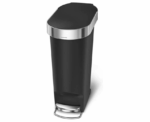SimpleHuman CW1390 40L Slim Plastic Pedal Bin Black - Image 