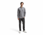 Tom Tailor Long-sleeved Piqué Grey Polo with Logo Print - Image 
