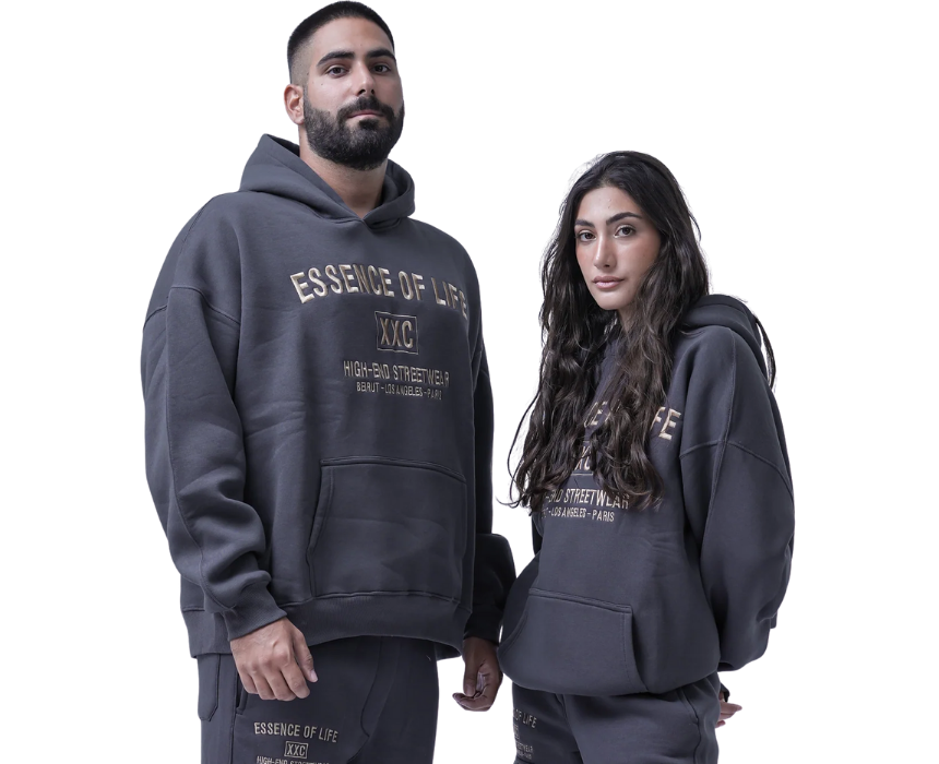 103 Essence of Life Hoodie in Dark Grey - Image 1