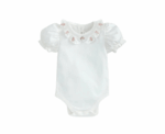 Embroidered Collar Bodysuit in White - Image 