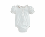 Embroidered Collar Bodysuit in White - Image 