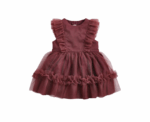 Frill Shoulder Tulle Dress in Pink - Image 