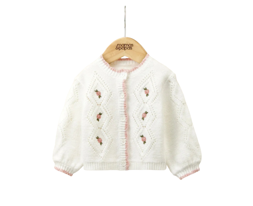 149 Embroidered Cable Knit Cardigan - Image 1