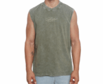 Acid Washed Tank Top in Olive Green - Image 