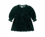 Velvet Bow Dress in Green - Image 