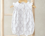 Frill Short Sleeve Romper in Trellis Print - Image 