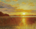 Peder Mønsted - Sunset over a Danish Fiord , 1901 artwork Panoramic Jigsaw Puzzle 1000pcs 98*34 - Image 