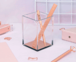Acrylic Rose Gold Pen Holder - Image 