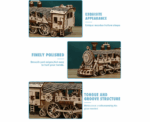 Steam Train 3D Mechanical Wooden Puzzle Large - Image 