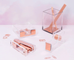 Acrylic Rose Gold Memo and Clips Holder - Image 