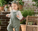 Woven Dungarees and Headband in Green - Image 
