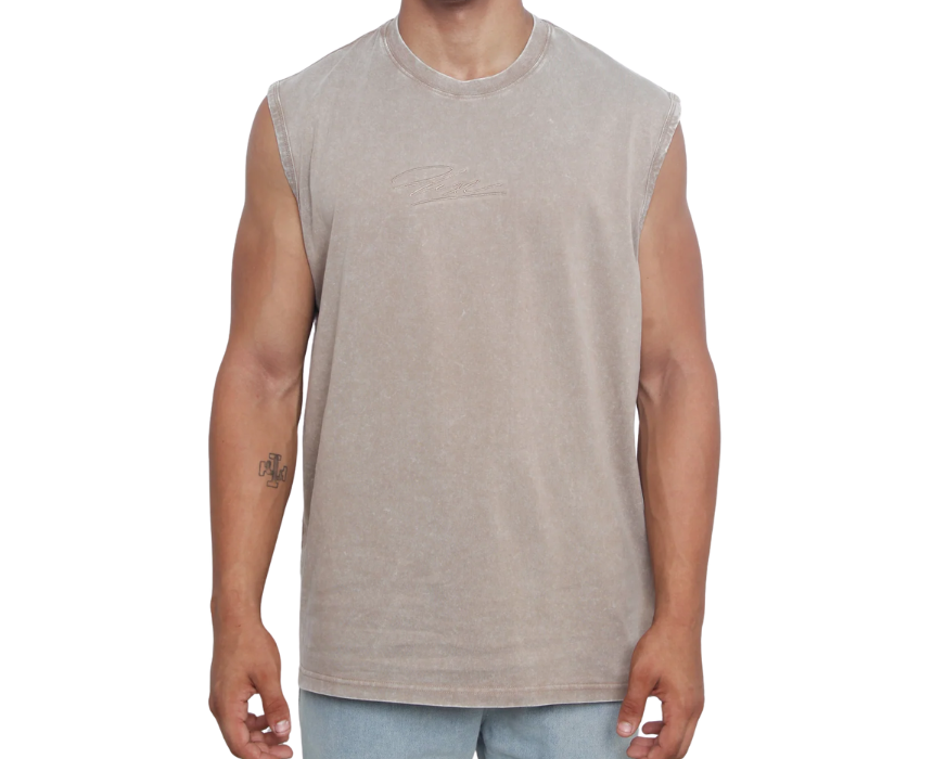 22 Acid Washed Tank Top in Beige - Image 1