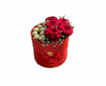 Chocolate and Artificial Roses Round Box - Image 
