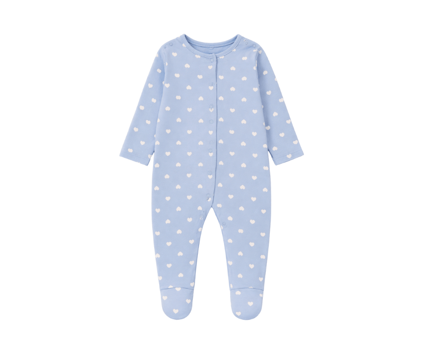 3 Heart Print Baby Sleepsuit - Image 1