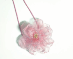 Pink Flower Choker Necklace - Image 