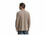 Tom Tailor Long-sleeved Piqué Beige Polo with Logo Print - Image 
