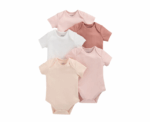 Short Sleeve Bodysuits Pack of 5 in Pink - Image 