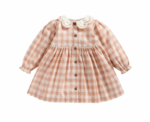 Gingham Embroidered Collar Dress - Image 