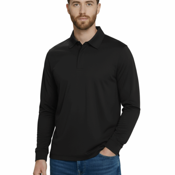 Black Long Sleeve Basic Polo