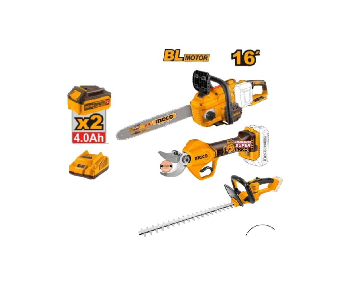 Cordless Garden Tools Combo – Chainsaw, Pruner & Hedge Trimmer - Image 1