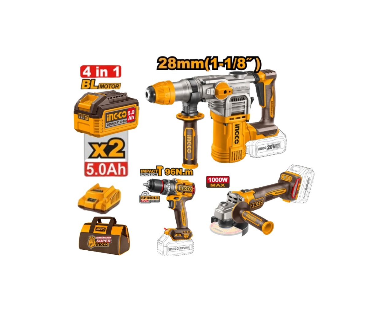 3 IN 1 INGCO SDS Drill, Industrial Grinder & Impact Wrench - Image 1