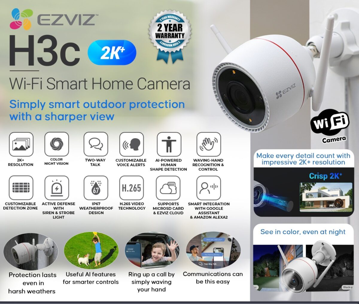 EZVIZ H3c 2k Outdoor wifi camera - Image 