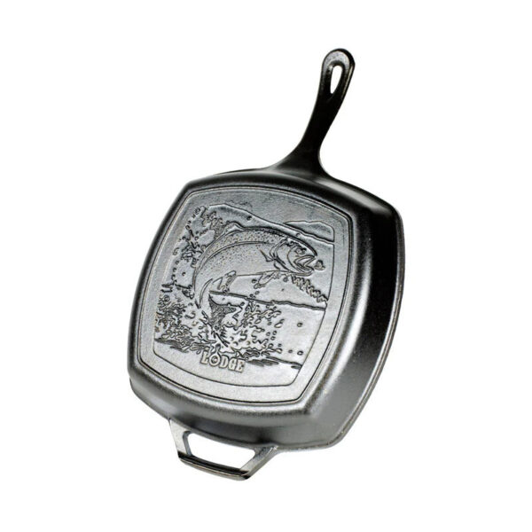 Lodge Wildlife Series 26.7cm Square Cast Iron Fish Grill Pan