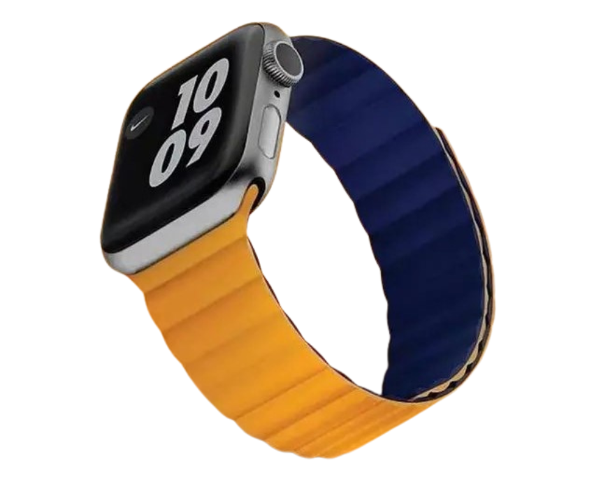 Untitled design Watch Band Silicone Plus Magnets Dark Blue Orange - Image 1