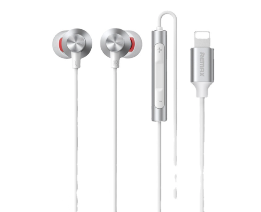 Untitled design Wired Earphone With Microphone Metal Silver For Iphone With Lightning Port Rm 560I - Image 1