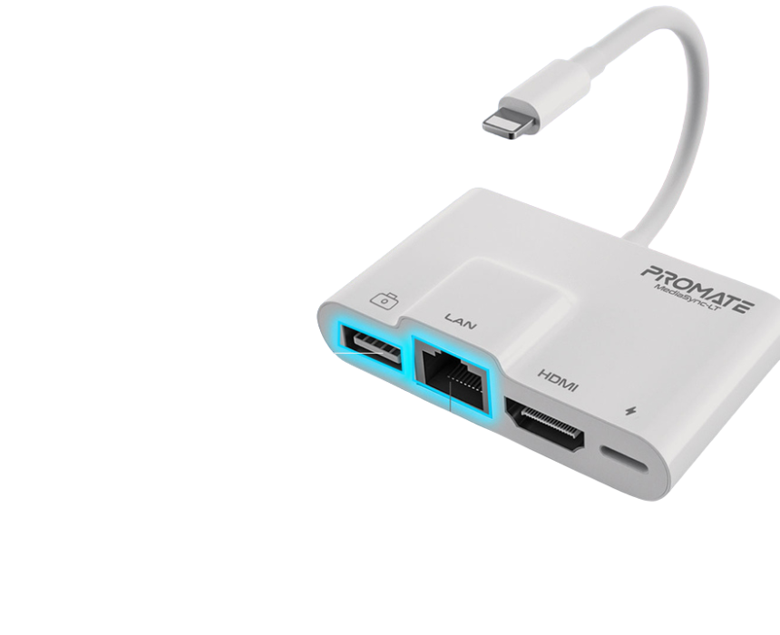 Untitled design 4 In 1 Lightning Hub With Lightning Connector White Mediasync Lt - Image 1