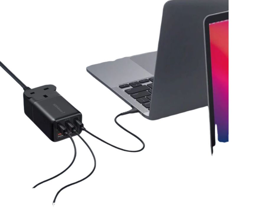 Untitled design Multi Port Desktop Power Strip With Ac Socket 75W Black Powerbrix Gan75 Black - Image 1