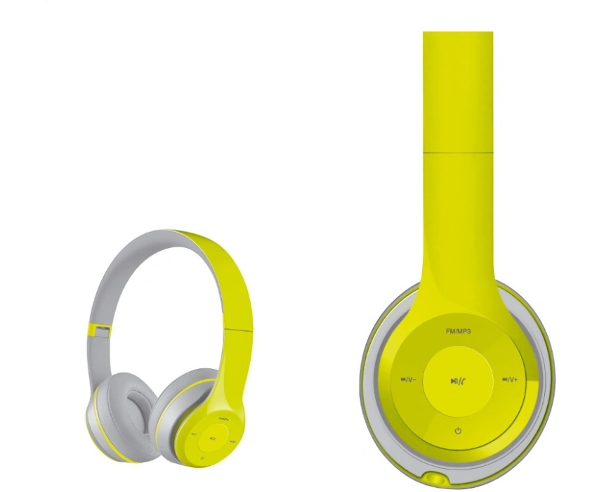 Untitled design Headphone Bluetooth Bt With Microphone Sd Card Slot And Fm Radio Green Grey Fh0915Bgg - Image 1