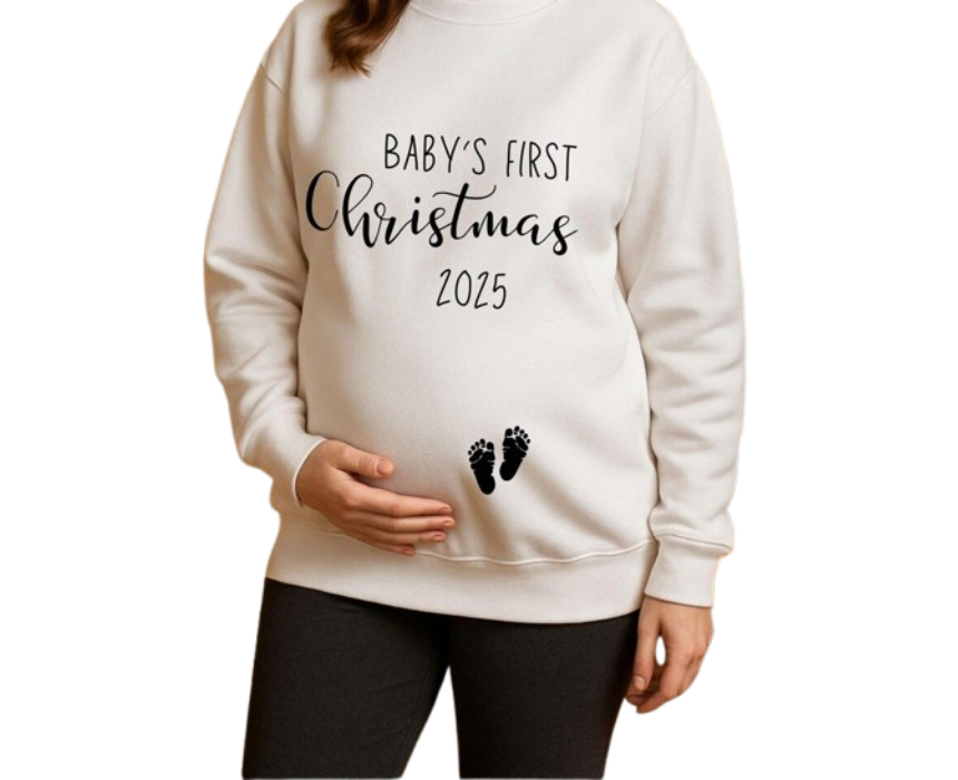 Untitled design (12) Unisex Sweatshirt Baby First Christmas 2025 - Image 1