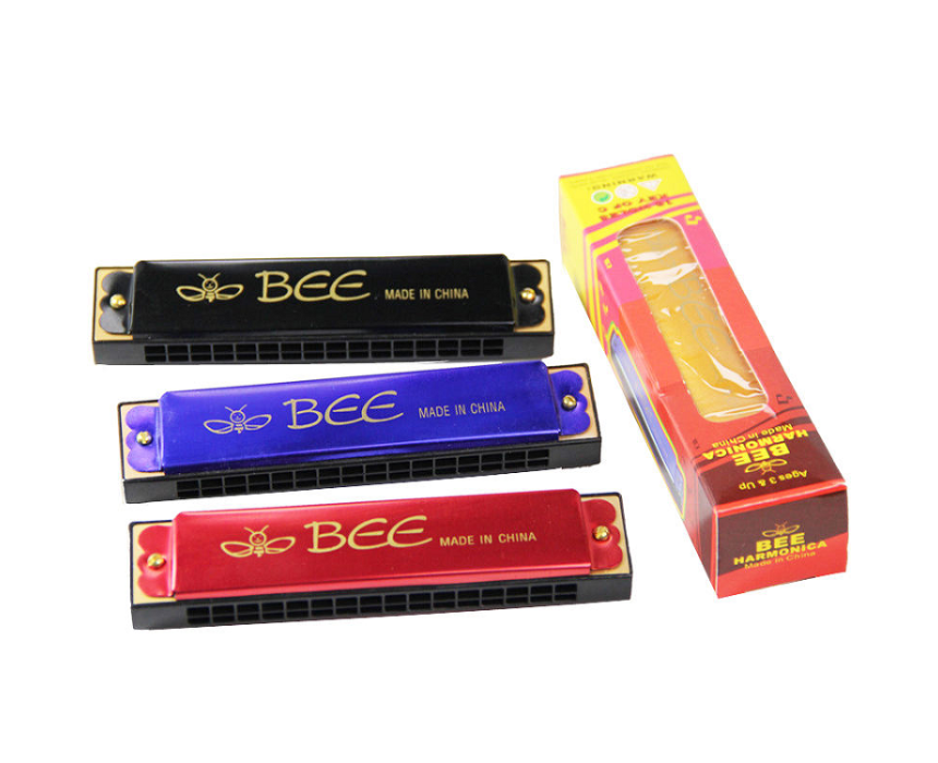 Untitled design Bee 16 Hole Aluminum Toy Harmonica - Image 1