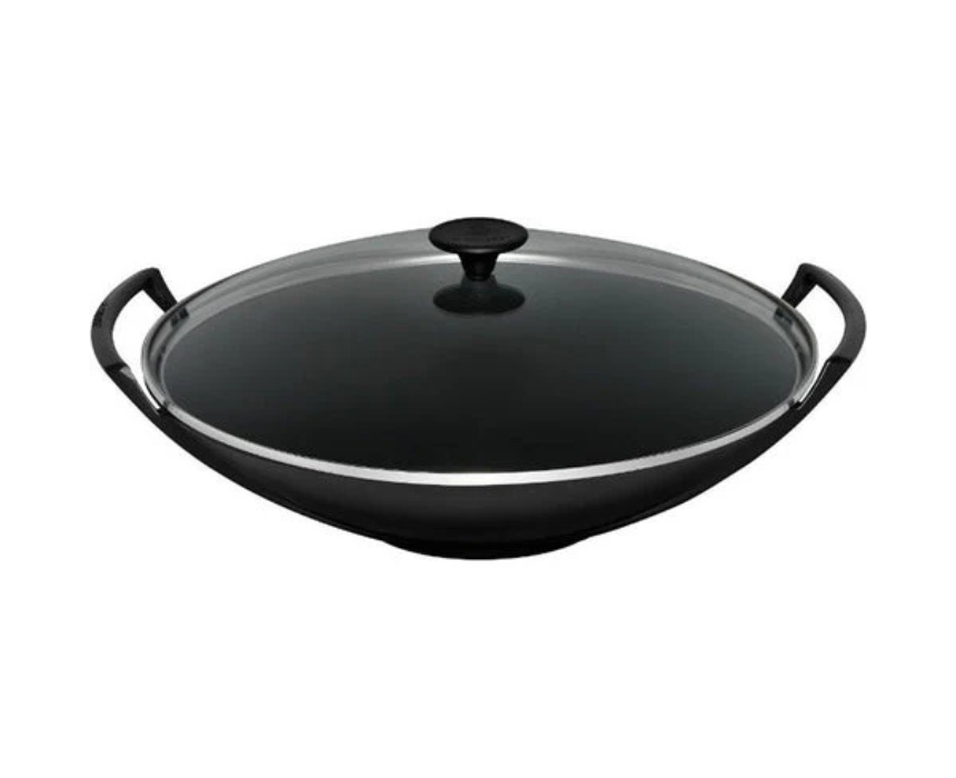 Untitled design Le Creuset Cast Iron Wok with Glass Lid (36cm) - Image 1
