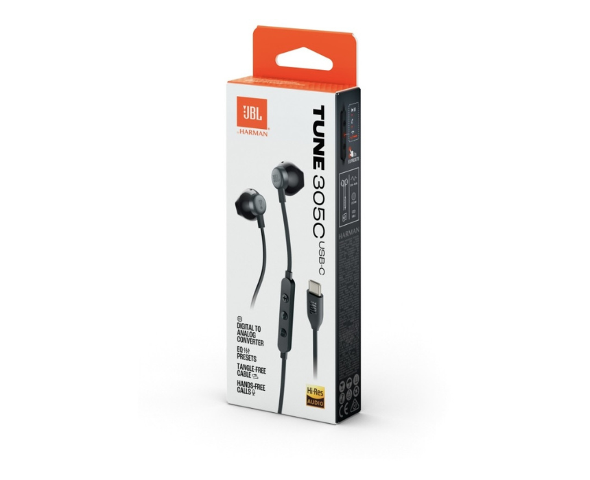 Untitled design (2) JBL Tune 305C USB C In Ear Headphones in Black - Image 1