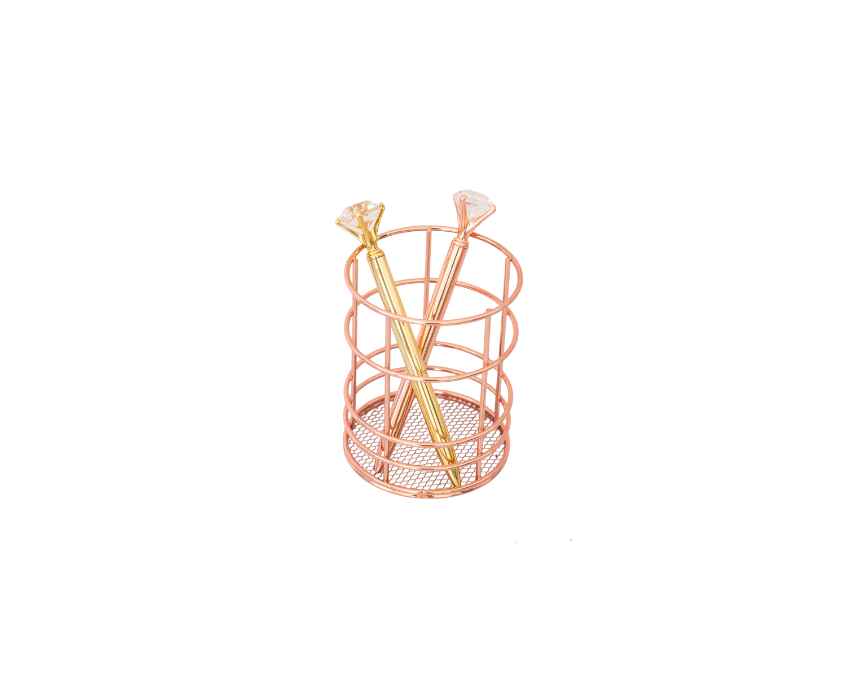 Untitled design - 2026-01-15T122451.023 Round Wire Rose Gold Pen Holder - Image 1