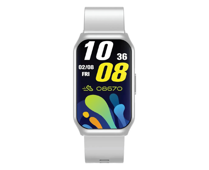 Untitled design (22) Green Lion Track Fit Smart Watch in Silver - Image 1