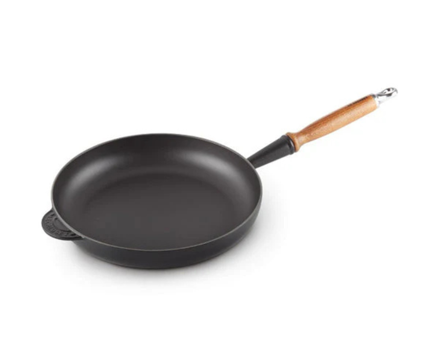 Untitled design (3) Le Creuset Evo Frypan 24cm “ Black, Wooden Handle - Image 1