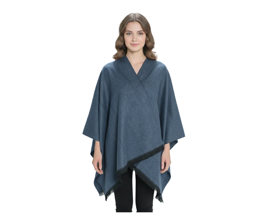 Untitled design (4) Warm Stylish Designed Knitwear Pancho - Image 1