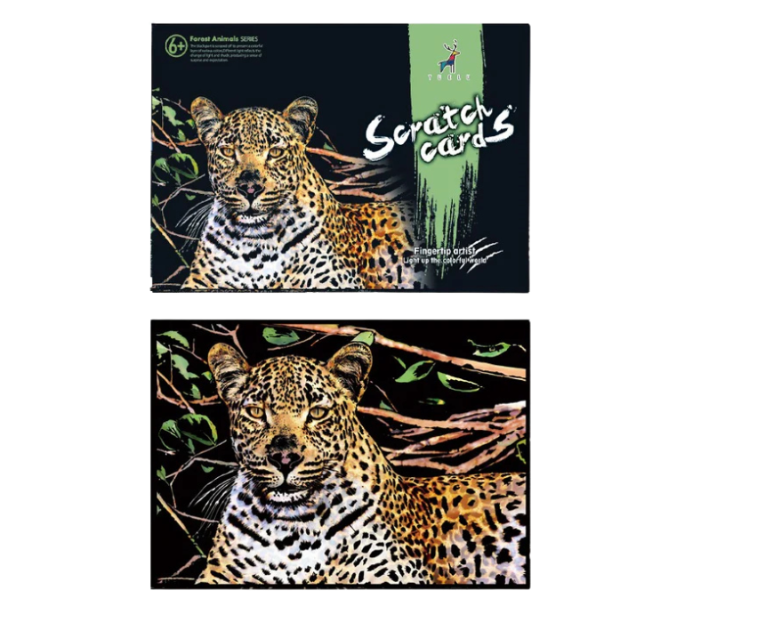 Untitled design Cheetah Scratch Painting Paper Set Large - Image 1